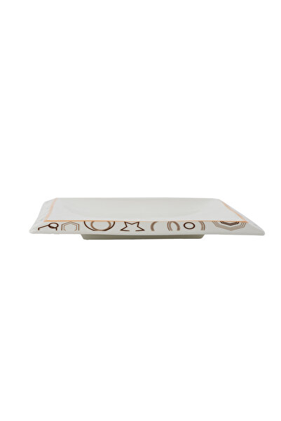 SQUALO Squalo - Square Serving Dish (Porcelain) with Elegant Engravings in a Contemporary Design - White 2.5x19x19 cm
