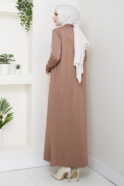 Pamuk Butik Women's Ribbed Collar Detailed Mercerized Knitwear Dress