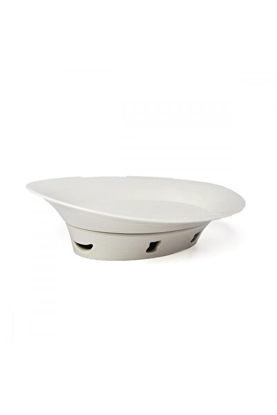 SQUALO Squalo - Oval Serving Dish (Porcelain) with a Stylish and Modern Base, White - 9x45.5x26 cm