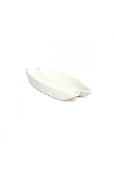 SQUALO Squalo - Elegant Oval Serving Platter (Porcelain) 2 Sections White - 3.2x25.2x12 cm