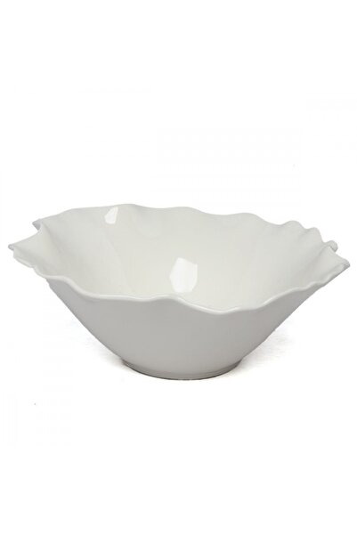 SQUALO Squalo - Round Shell Porcelain Serving Dish, Contemporary Design, White - 7.5x20.5x20.5 cm