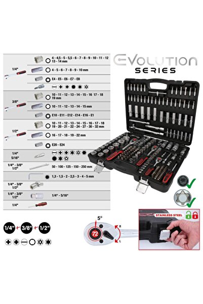 KS Tools Socket wrench set, 179 pieces, with sizes 1/4", 3/8" and 1/2"