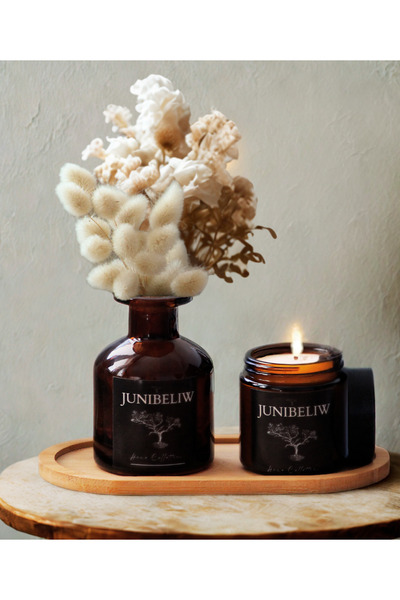 junibeliw 3lü Set Amber Dekoratif Cam Şişe Vazo Kavanoz 150ml(ÇİÇEKSİZ) Amber...