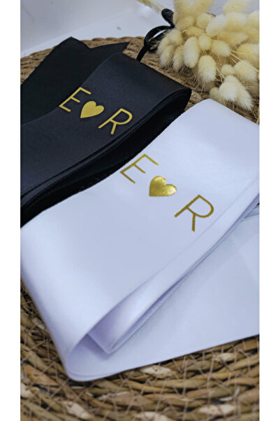 Frisson Nişan Düğün Gelin Damat İsimli Kalp Detaylı Takı Kurdelesi 2 adet 2 m...