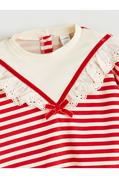 LC Waikiki Kirmizi Bisiklet Yaka Kız Çocuk Sweatshirt