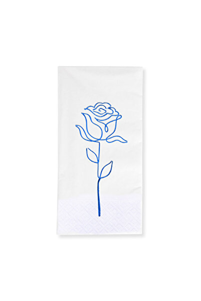 Story مناديل ورقية بيضاء منقوشة بنمط الورود الزرقاء مقاس 33×33 سم، 16 قطعة، ط...