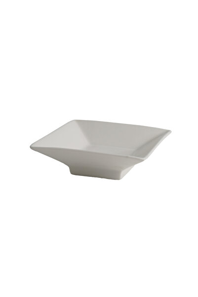 SQUALO Squalo - Square Serving Dish (Porcelain) with an Elegant Base in a Contemporary Design - White 3.5x11.5x11.5 cm