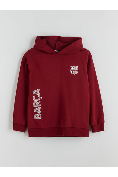 LC Waikiki LCW Kids Kapüşonlu Barcelona Baskılı Erkek Çocuk Sweatshirt