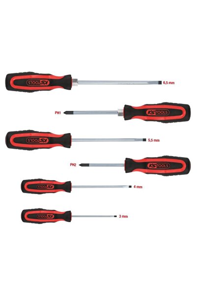 KS Tools ERGOTORQUEplus 6-piece screwdriver set, flat and Phillips (PH)