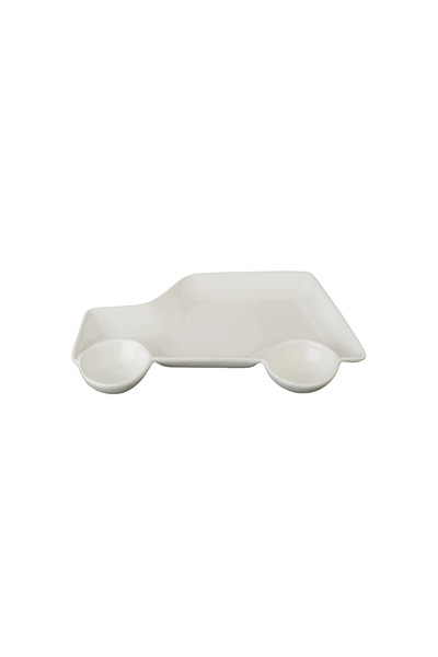 SQUALO Squalo - Elegant Car-Shaped Porcelain Serving Dish, White - 2.3x23x13.9 cm