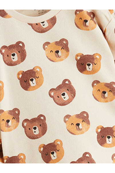 LC Waikiki Peak Yeni Sezon Ayıcık Baskılı Erkek Bebek Sweatshirt ve Eşofman Altı