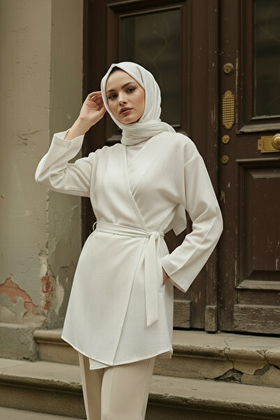 Zeneva Collection Ecru - Kimono pentru femei, 100% bumbac, cu buzunare și cur...