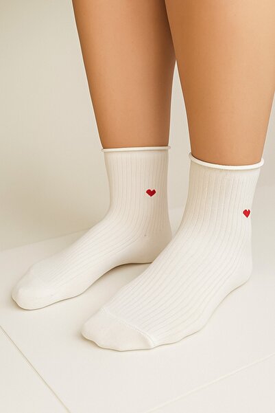 shefox 6 Pairs Women's Heart Pattern Seamless Toe Socks