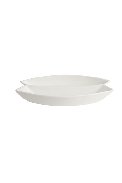 SQUALO Squalo - Elegant 2-Compartment Oval Serving Platter (Porcelain) with Contemporary Design - White 5.2x40.3x20.4