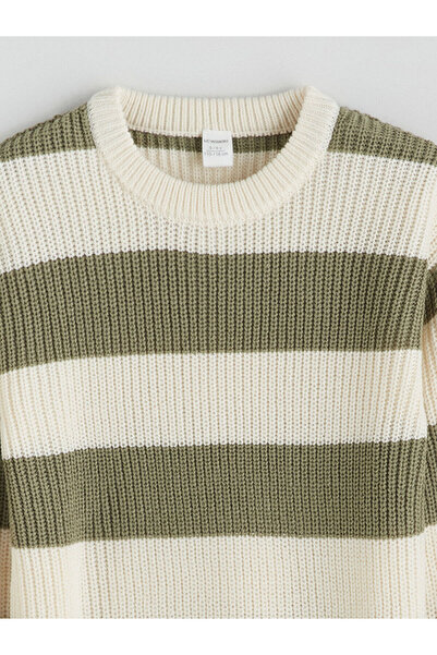 LC Waikiki Yeşil Bisiklet Yaka Erkek Çocuk Triko Kazak