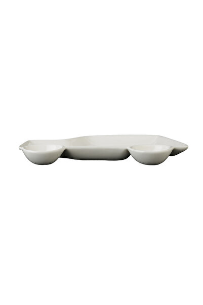 SQUALO Squalo - Elegant Car-Shaped Porcelain Serving Dish, White - 2.3x23x13.9 cm
