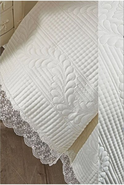 DİLEX Bohemian Lace Quilted Ultrasonic Double Bedspread White