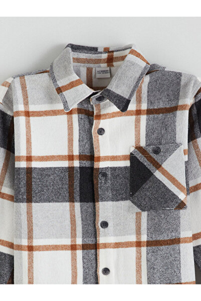 LC Waikiki Kahverengi Uzun Kollu Ekose Erkek Çocuk Gömlek