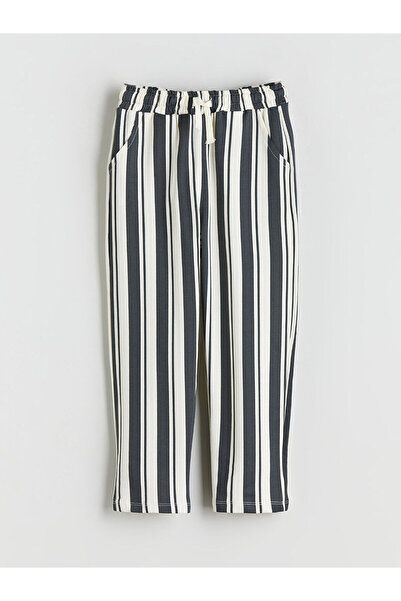 LC Waikiki Anthracite Elastic Waist Striped Boys' Trousers