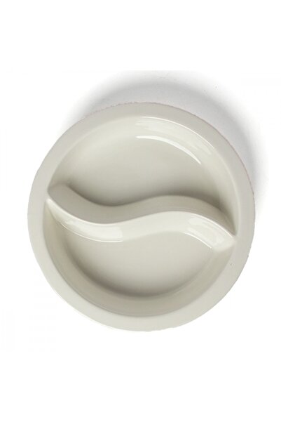 SQUALO Squalo - Round Serving Dish (Porcelain) with Two Sections, Elegant and Modern Style, White - 6.5x33x33 cm