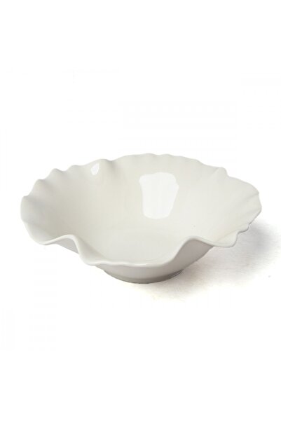 SQUALO Squalo - Round Shell Porcelain Serving Dish, Contemporary Design, White - 8x25.5x25.5 cm