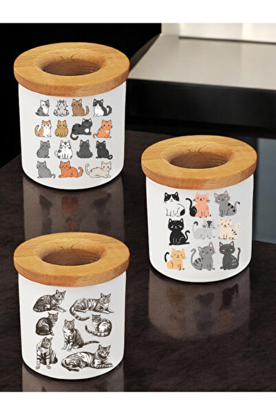 lili hediyelik Suport pentru stilouri de birou din 3 piese cu imprimeu Cats W...