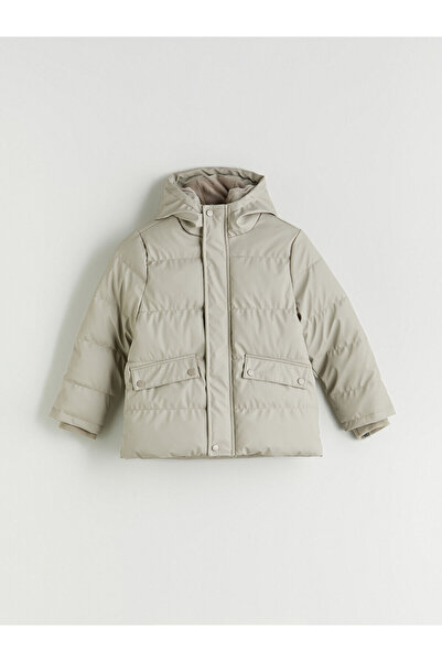 LC Waikiki Bej Kapüşonlu Erkek Çocuk Şişme Mont