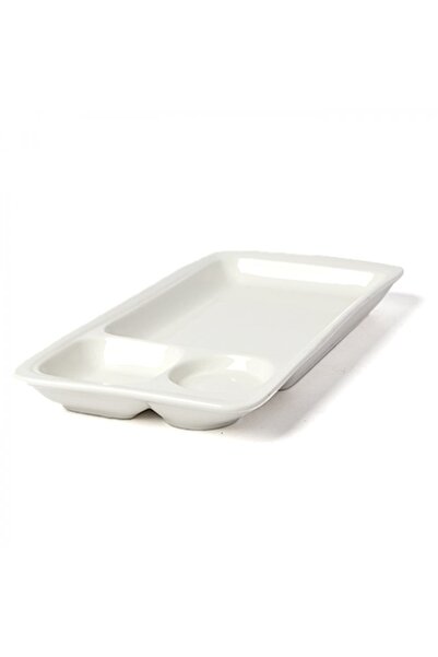 SQUALO Squalo - Elegant Rectangular Divided Serving Dish (Porcelain) with Contemporary Design - White 3.3x32x15.6 cm