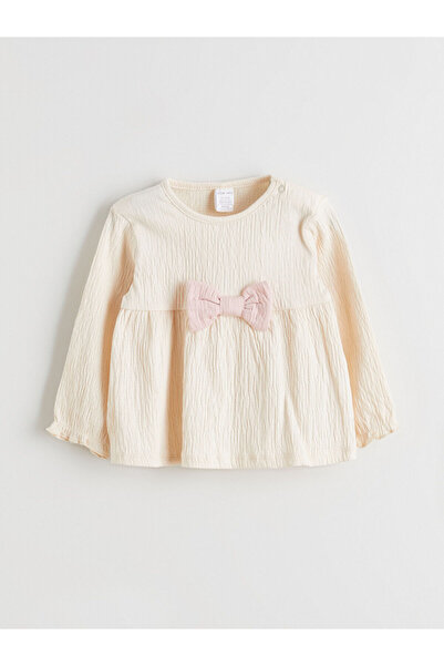 LC Waikiki Peak New Season Crew Neck Bow Detail Baby Girl Blouse and Pants