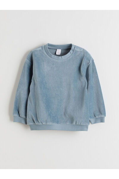 LC Waikiki Bisiklet Yaka Kadife Erkek Bebek Sweatshirt ve Eşofman Altı