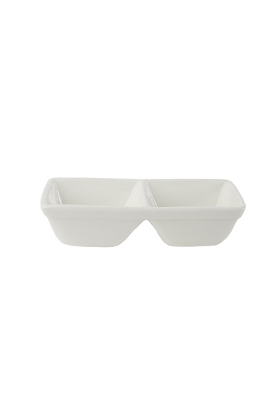 SQUALO Squalo - Rectangular Serving Dish (Porcelain) with Two Sections in an Elegant and Modern Style, White - 6.5x25.3x10.8 cm