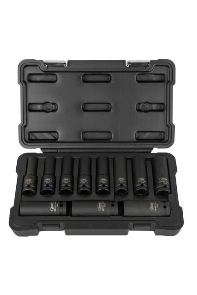 JBM Set of 11 1/2" Impact Socket Wrenches, 12 Bits - Model 53744