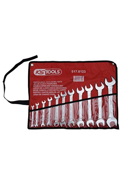KS Tools Set of 11 Double Open End Wrenches 517.0123, Sizes 6-32 mm, Chrome-Vanadium Steel