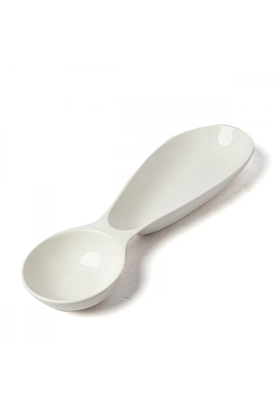 SQUALO Squalo - Serving Plate (Porcelain) in Two Sections with a Modern Design, White - 3.5x37.5x12 cm