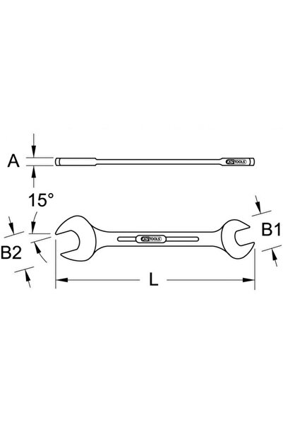 KS Tools Double open-end wrench 517.0710, 16x17 mm, 205 mm, chrome-vanadium steel