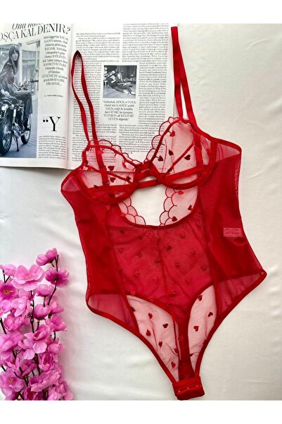 İNKO İÇ GİYİM Heart Underwire Transparent Bodysuit with Six Snaps