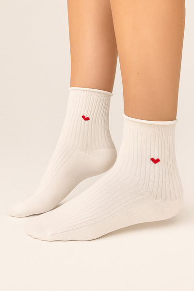 shefox 6 Pairs Women's Heart Pattern Seamless Toe Socks