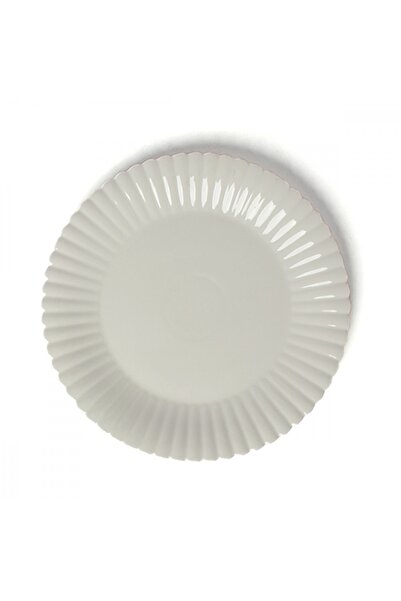 SQUALO Squalo - Round Serving Dish (Porcelain) with a Stylish and Modern Grooved Style, White - 3x30.5x30.5 cm