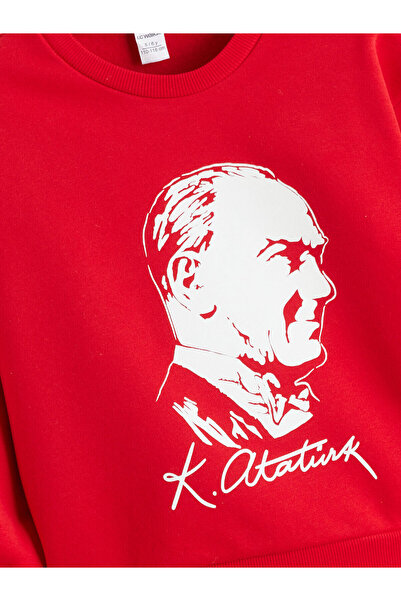 LC Waikiki Peak Yeni Sezon Bisiklet Yaka Uzun Kollu Atatürk Baskılı Kız Bebek Sweatshirt