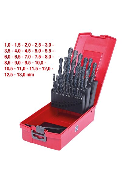 KS Tools Set de burghie spiralate HSS-R, 25 piese (1-13mm), în casetă de plastic