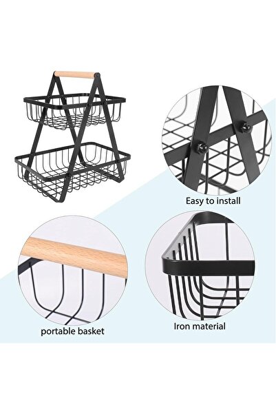 Generic GSEVIUM Fruit Basket, 2-Tier Fruit Bowl, Bread Basket, Vegetable Holder, for Kitchen Storage