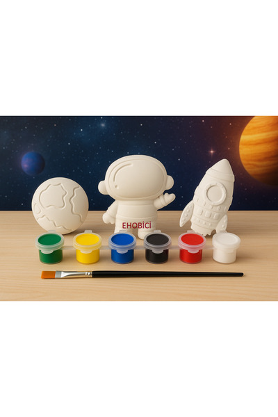 ehobici Taş Boyama Uzay Seti 6 Renk Akrilik Boya 5ml + Fırça