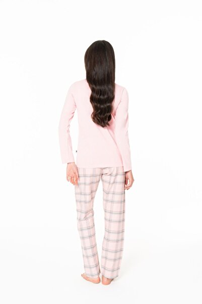 U.S. Polo Assn. 20169 Γυναικείο σετ πιτζάμες με μακρυμάνικο ροζ στρογγυλό λαιμόκοψη