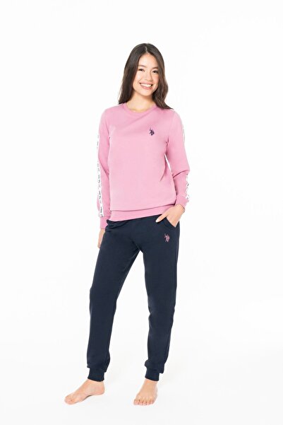 U.S. Polo Assn. 20120 Γυναικείο σετ πιτζάμες με μακρυμάνικο λουλούδι με στρογγυλή λαιμόκοψη