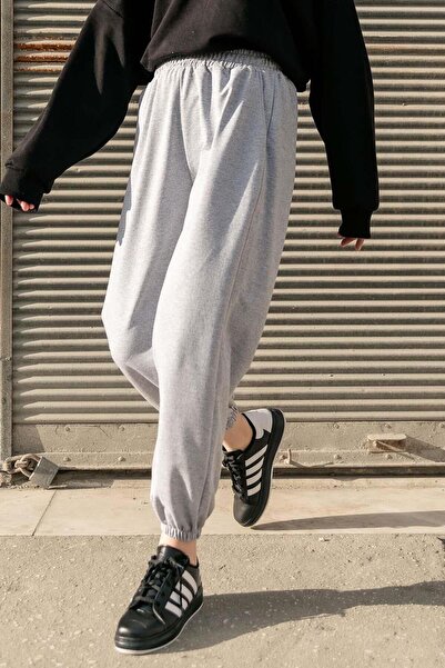 lamelif Γκρι αθλητική φόρμα - Μέση και πόδι ελαστικά