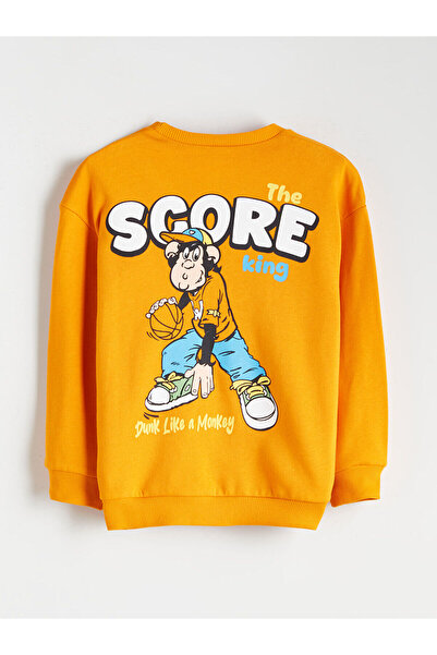 LC Waikiki Crew Neck Nostalgic Monkey Printed Boys' Sweatshirt