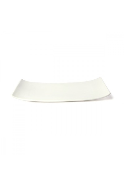 SQUALO Squalo - Elegant Rectangular Flat Curved Serving Dish (Porcelain) White - 3.3x31.3x15.5 cm