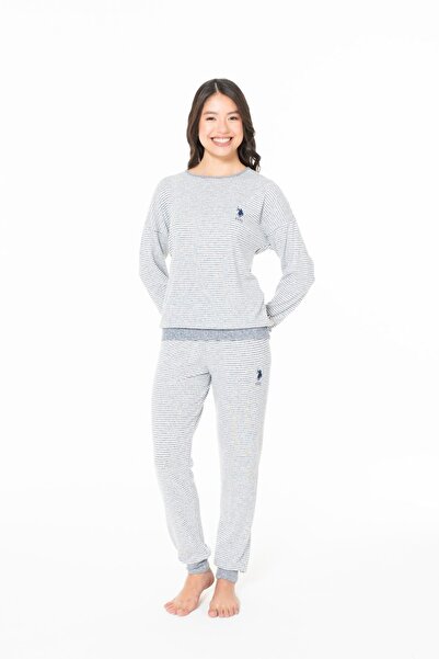 U.S. Polo Assn. 20128 Set de pijamale pentru femei, albastru bleumarin, cu gâ...