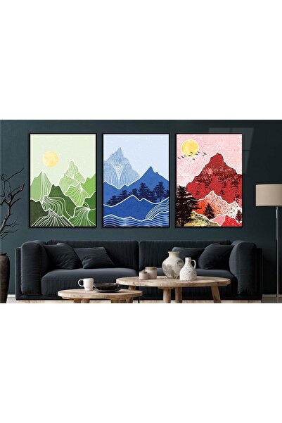 seninürünün Set de 3 picturi pe sticlă tematice de artă cu imprimare pe sticlă cu cadru din aluminiu 0019