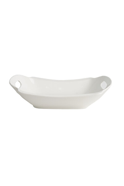 SQUALO Squalo - Elegant Rectangular Serving Dish (Porcelain) with White Handles - 7.5x26.5x18 cm